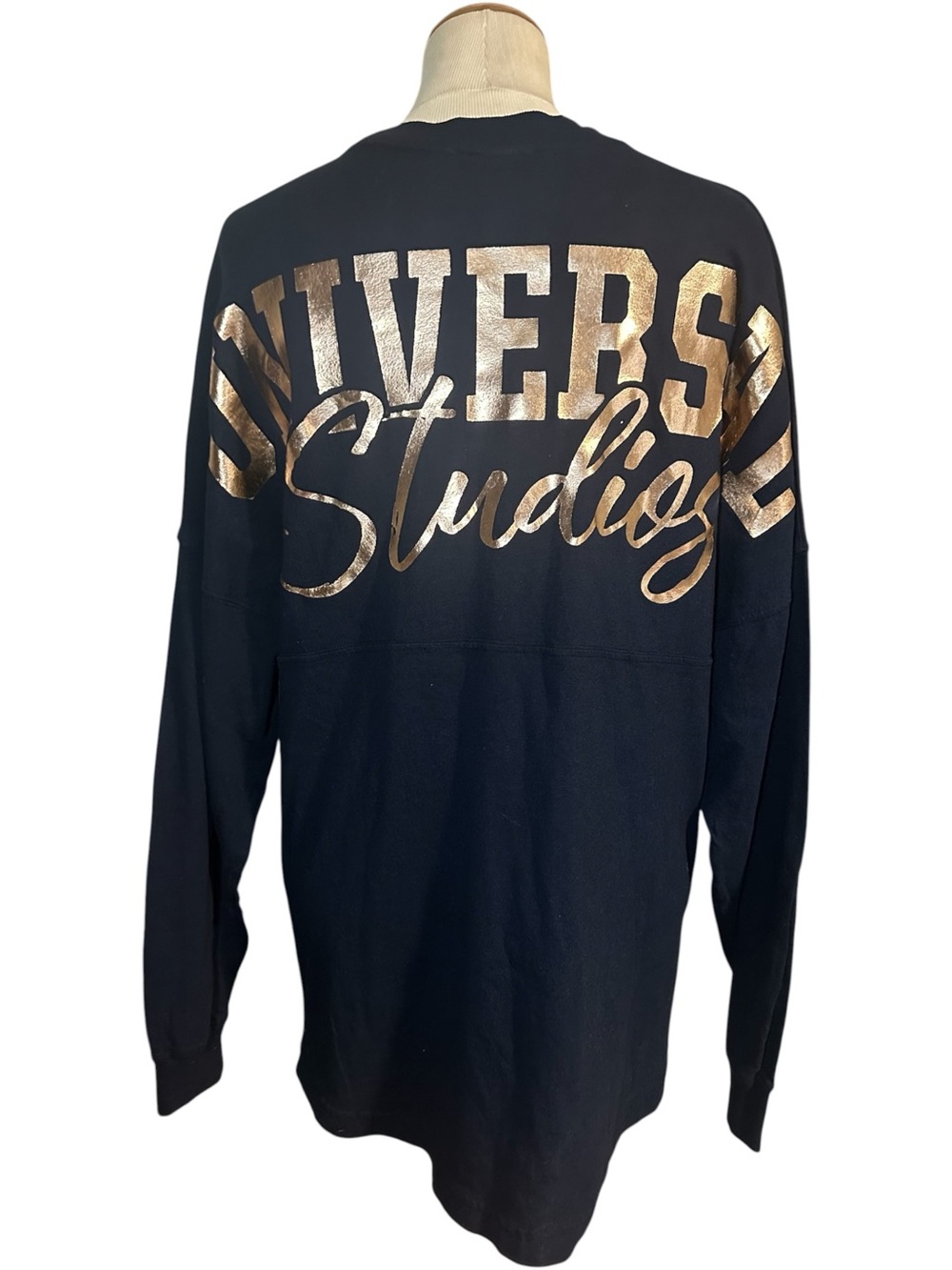 Universal Studios Spirit Jersey Style Sweatshirt Black Rose Gold Size Medium